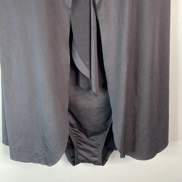 AQUA ROSE Draped One Piece Bathing Suit Black Removable Strap Strapless Size L - Picture 3 of 11